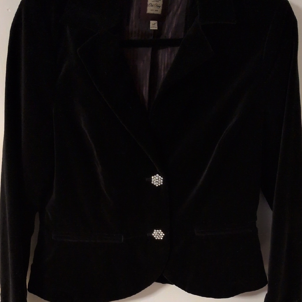 Old Navy Black Velvet Blazer with Silver Buttons